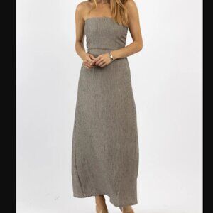 L'ABEYE POLINA BLACK PINSTRIPE MAXI DRESS